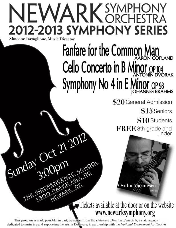 I created this flier for the Newark Symphony Orchestra.  Come out for our first concert on Sunday, October 21st at 3pm.