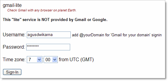 gmail-lite login screen