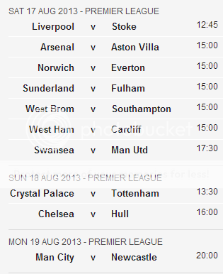 English Premier League Week 14 Fixtures