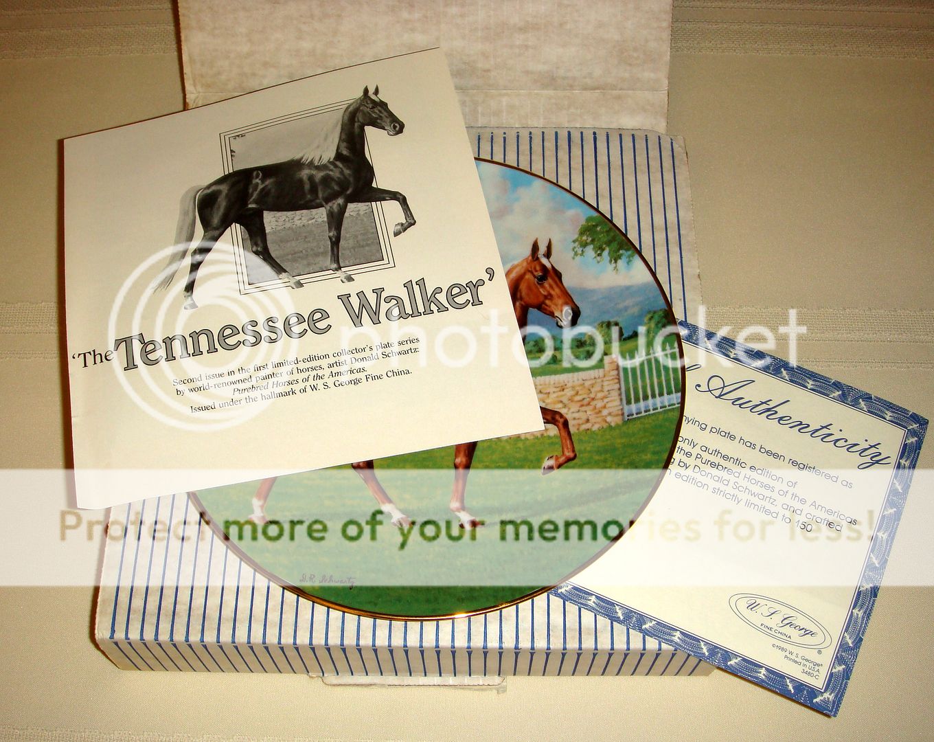 Donald Schwartz Purebred Horses TENNESSEE WALKER Plate Orig Bx+COA *A 