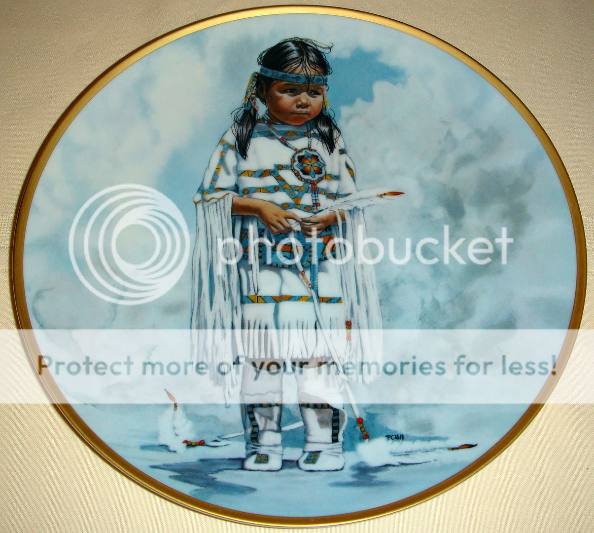 Crown Parian Penni Anne Cross Crow Baby Young Native Girl Plate Orig BX Leaflet