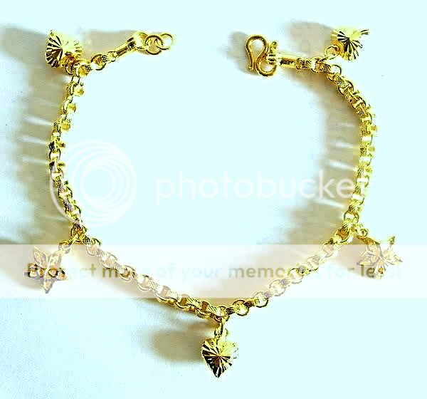 New 18ct 18 24K Real Yellow Gold Filled Mens Womens Plated Charm Bracelet Bangle